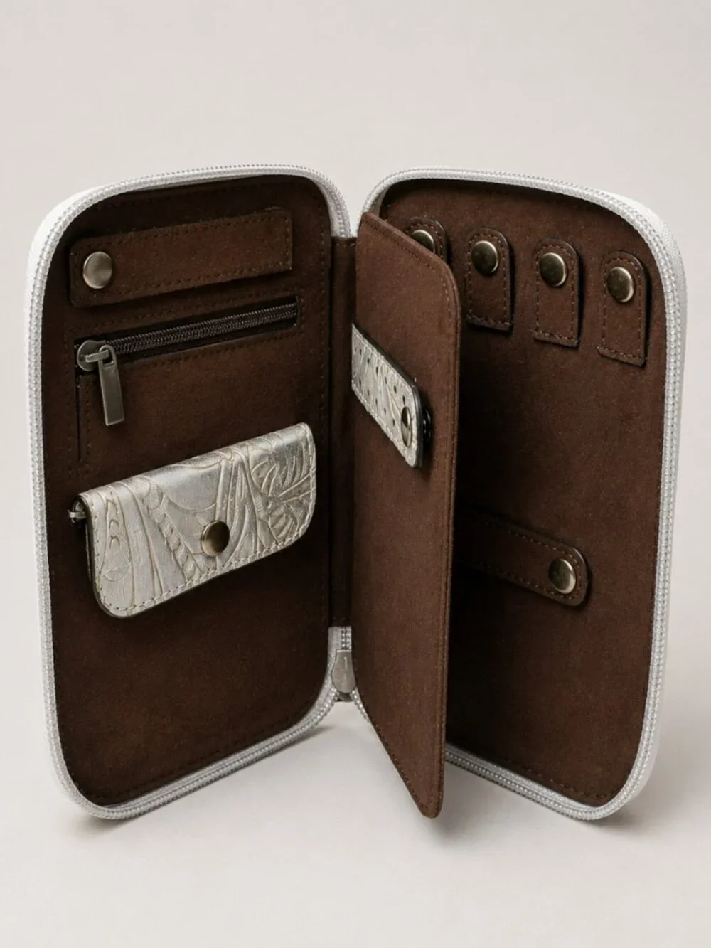 Justin White Tooled Western Jewelry Case NWT